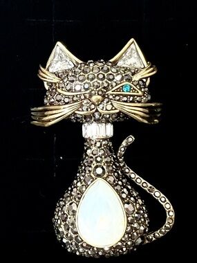 Heidi Daus 🆕 “In The Wink Of An Eye” Crystal Cat 🐈‍⬛ Pin Brooch